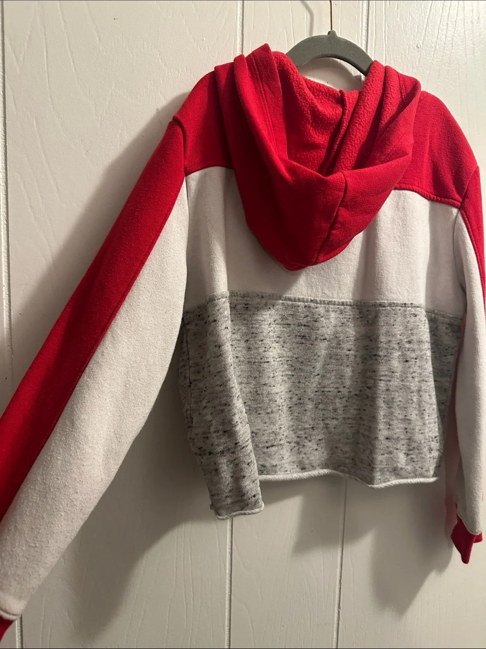 Justice Red and White Colorblock Hoodie Sweatshirt
